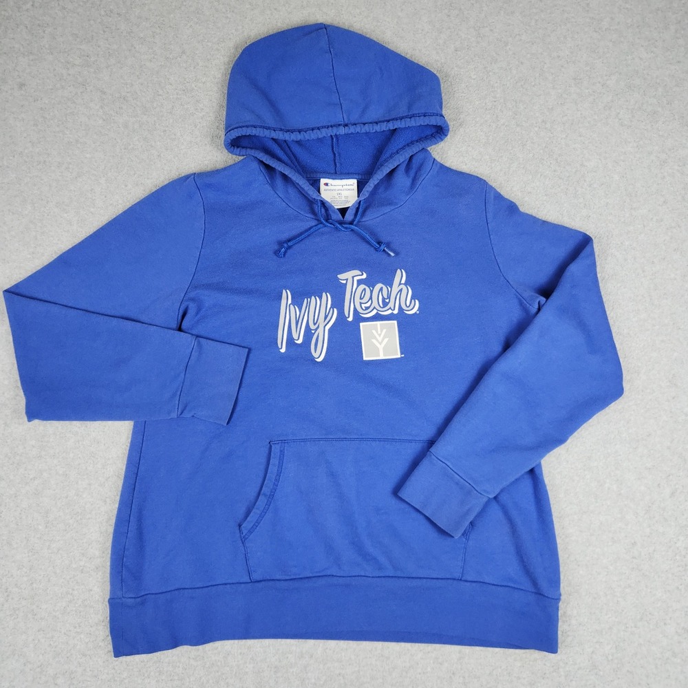 Champion Ivy Tech Hoodie Women's 2XL Blue Graphic Logo Athletic Classic Pullover
